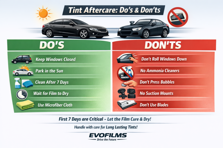 Aftercare for Sunfilm/window tints